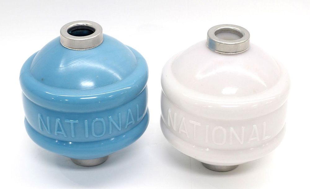 Lot 101: (2) National belted lightning rod balls
