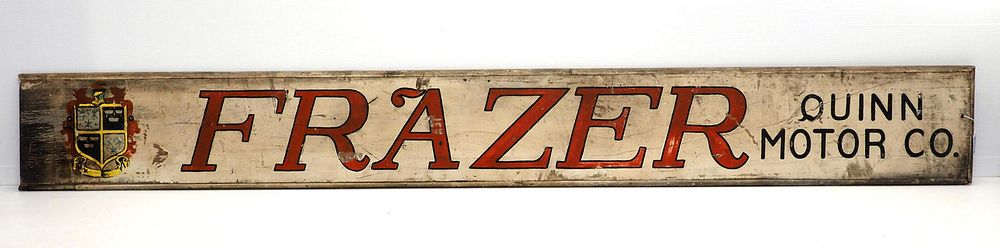 Lot 115: Wooden Frazer Quinn Motor Co. sign