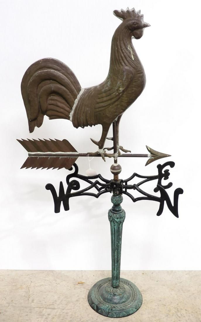 Lot 123: Full-bodied copper rooster weathervane