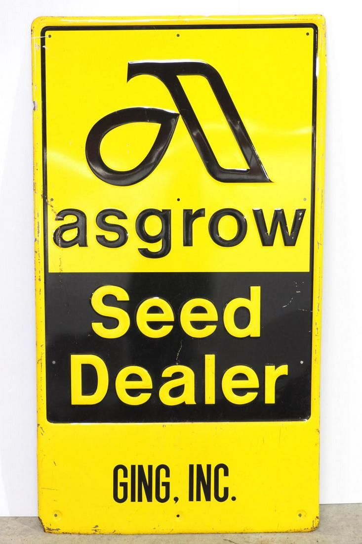 Lot 137: 30"x54" SST Asgrow Seed Dealer sign