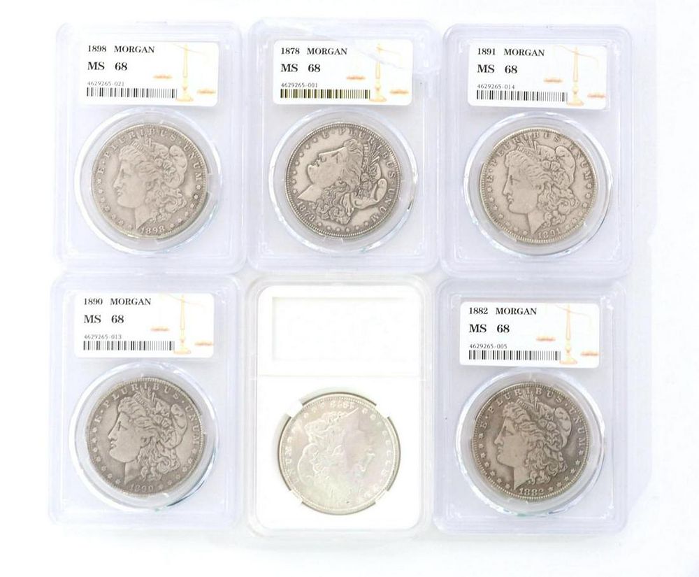 Lot 142: (6) Morgan Silver Dollars from 1878 to 1898