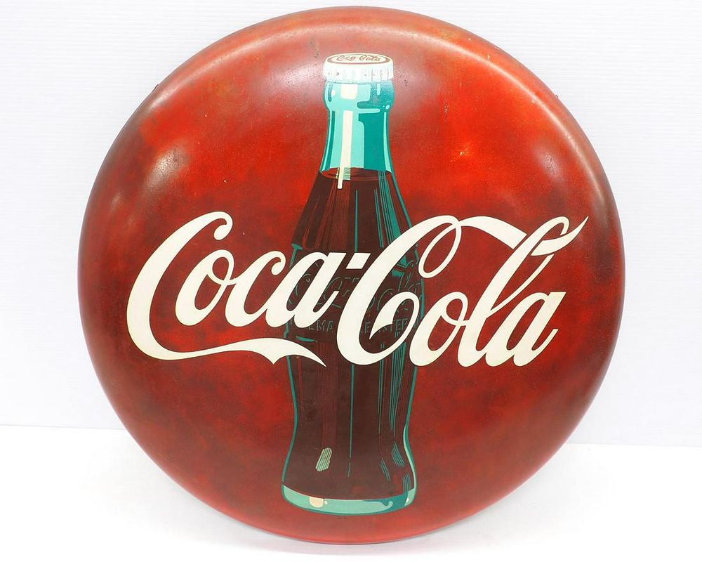 Lot 148: Coca Cola button sign