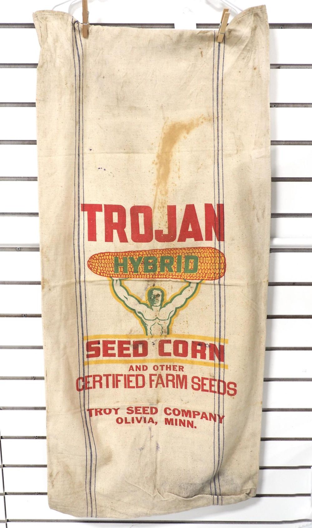 Lot 153: Trojan cloth seed corn bag