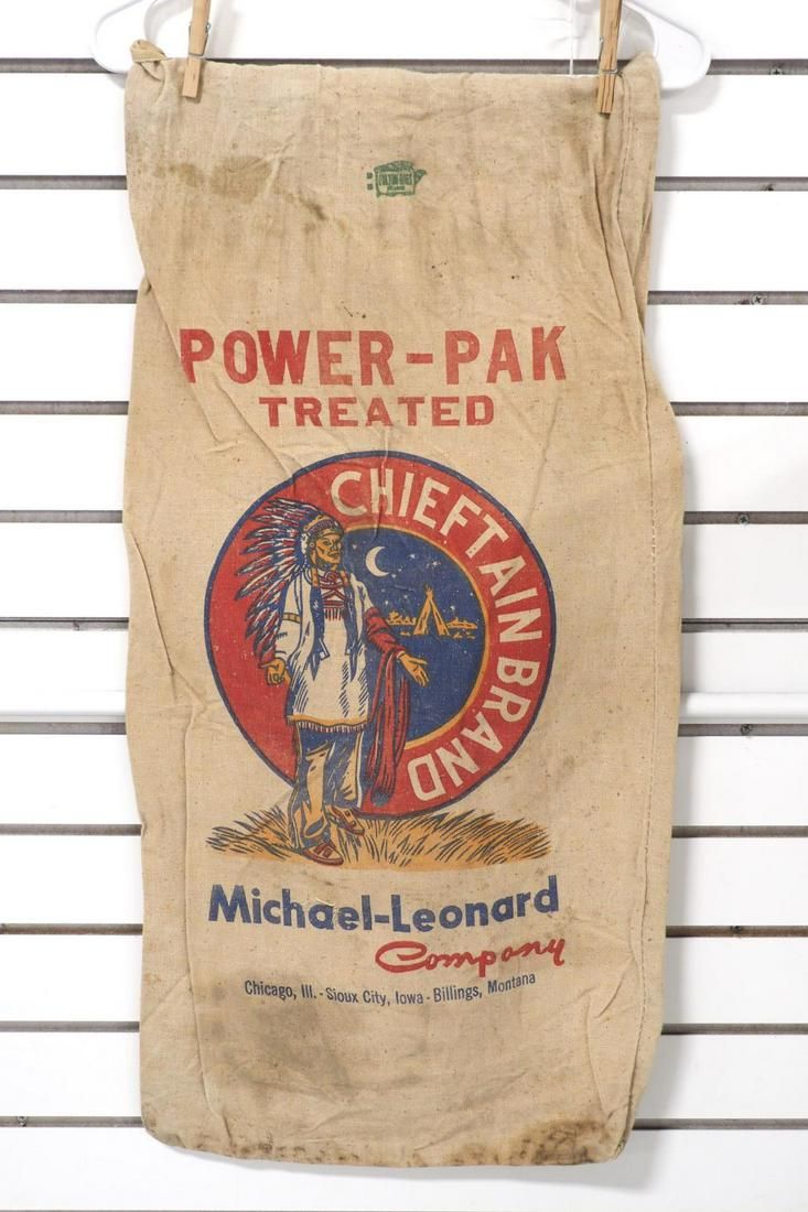 Lot 157: Chieftain Brand cloth seed corn bag