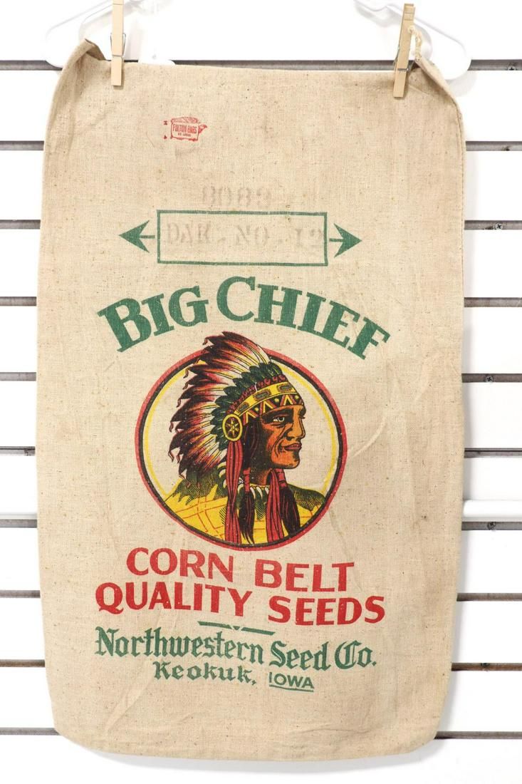Lot 159: Big Chief cloth seed corn bag