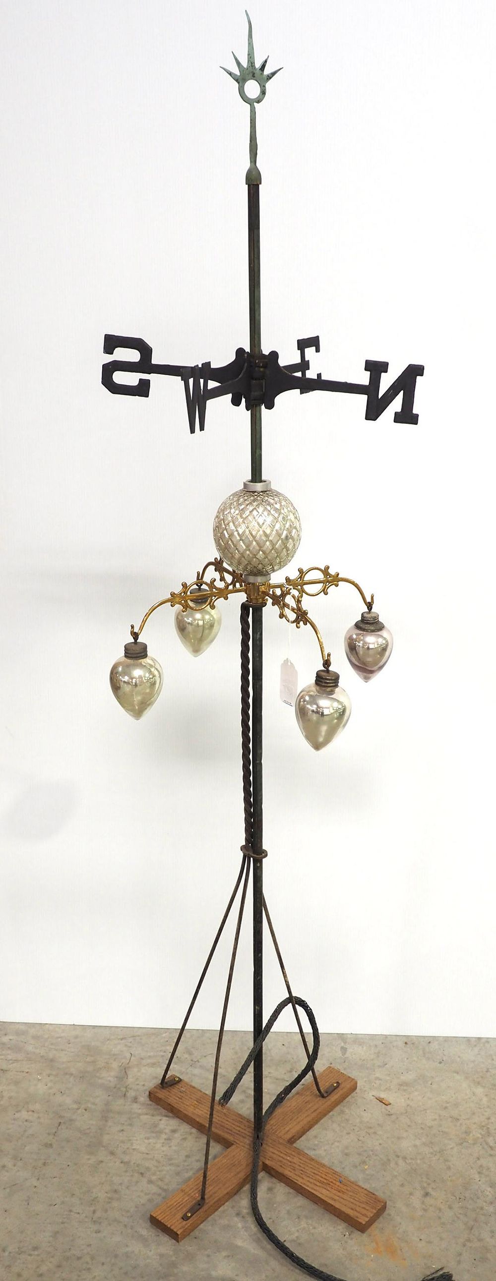 Lot 206: Weathervane setup with quilted silver mercury ball