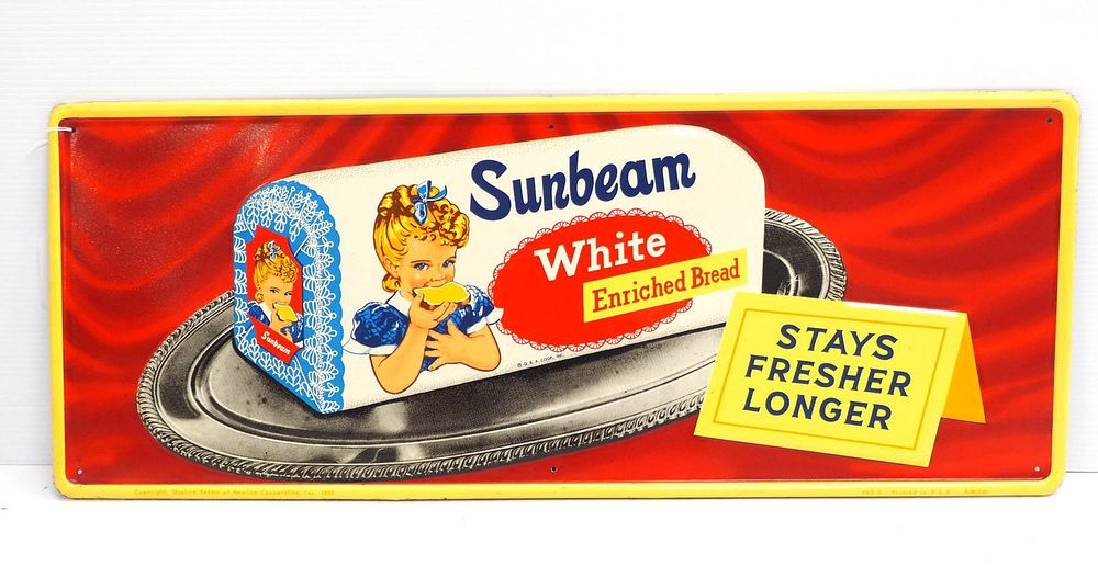 Lot 221: Sunbeam Bread "Stays Fresher Longer" sign