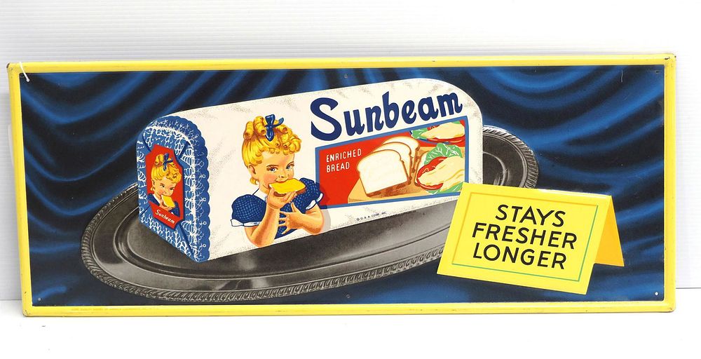 Lot 223: Sunbeam Bread "Stays Fresher Longer" sign