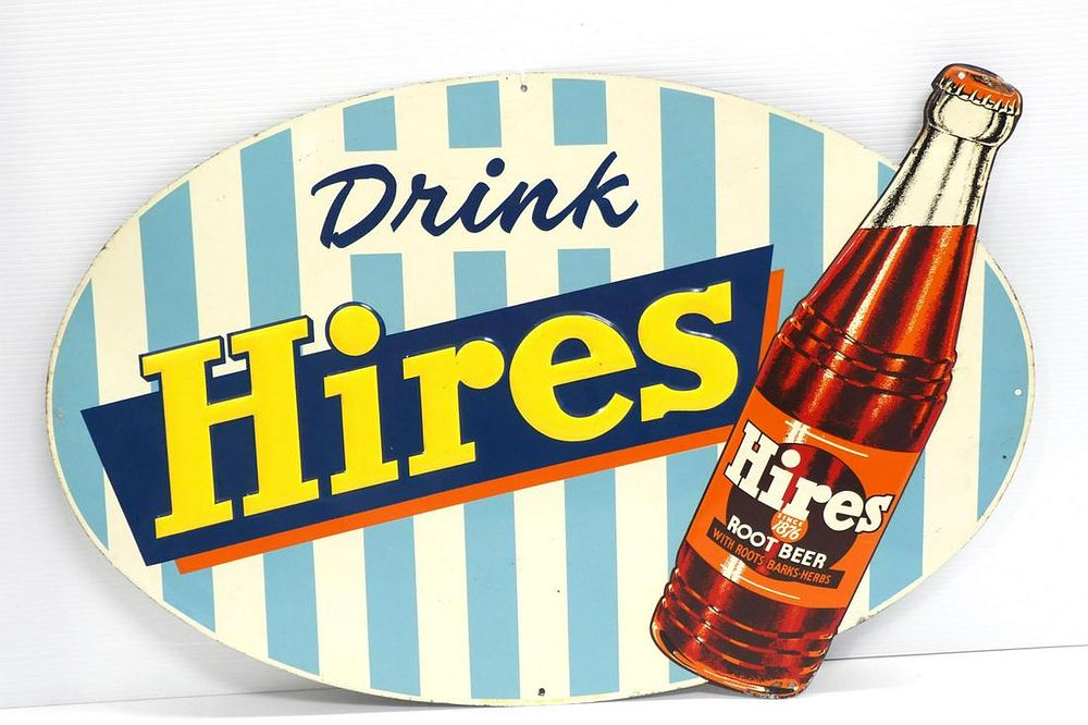Lot 242: Drink Hires Root Beer sign