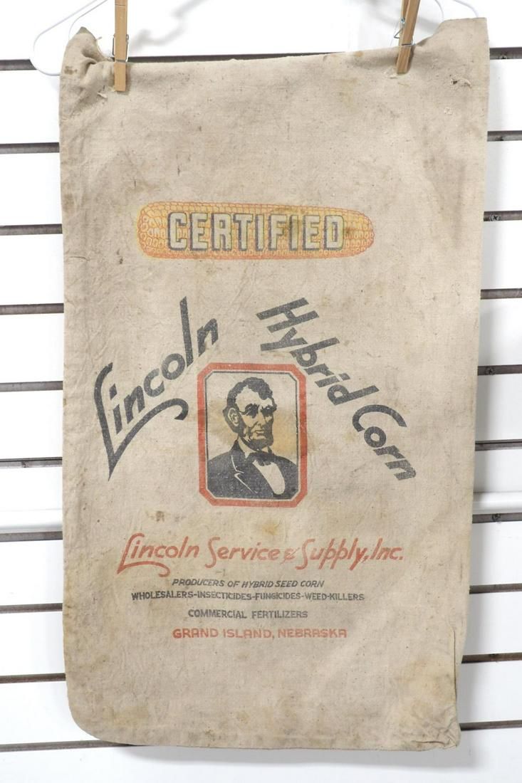 Lot 282: Lincoln cloth seed corn bag
