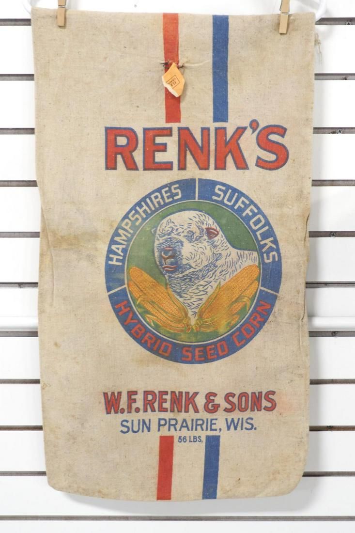 Lot 286: Renks cloth seed corn bag