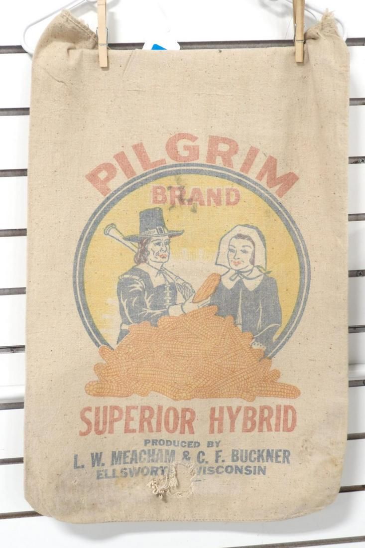 Lot 292: Pilgrim cloth seed corn bag