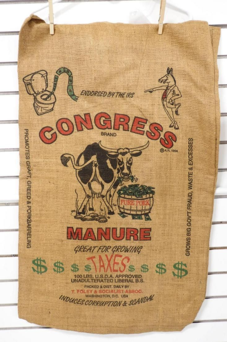 Lot 294: Congress burlap manure bag