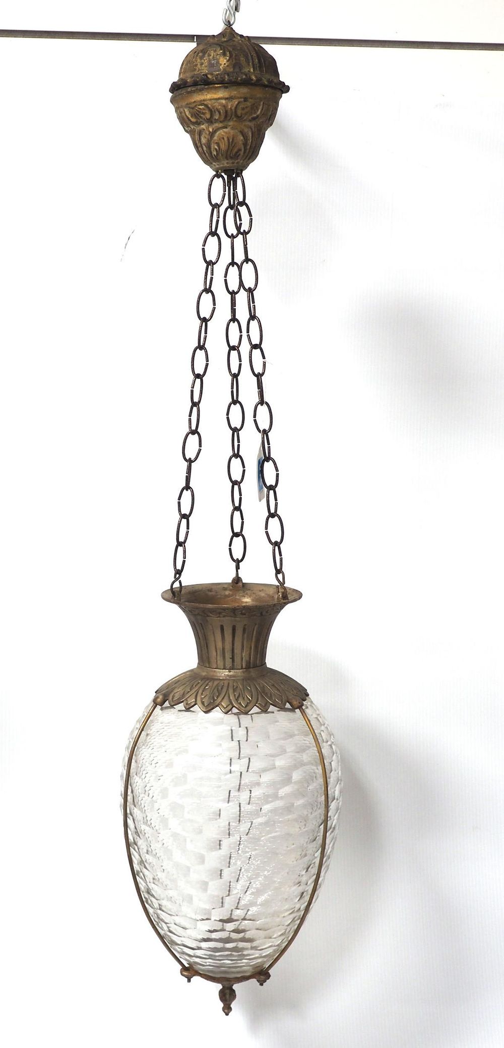 Lot 315: Glass hanging globe with iron frame