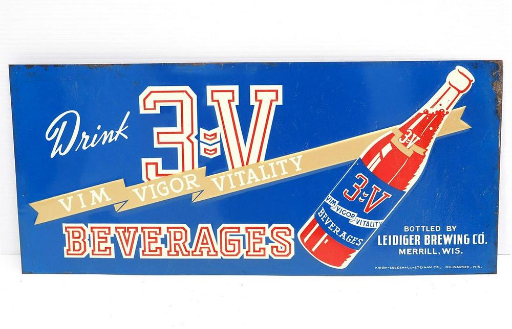 Lot 327: 3-V Beverages sign