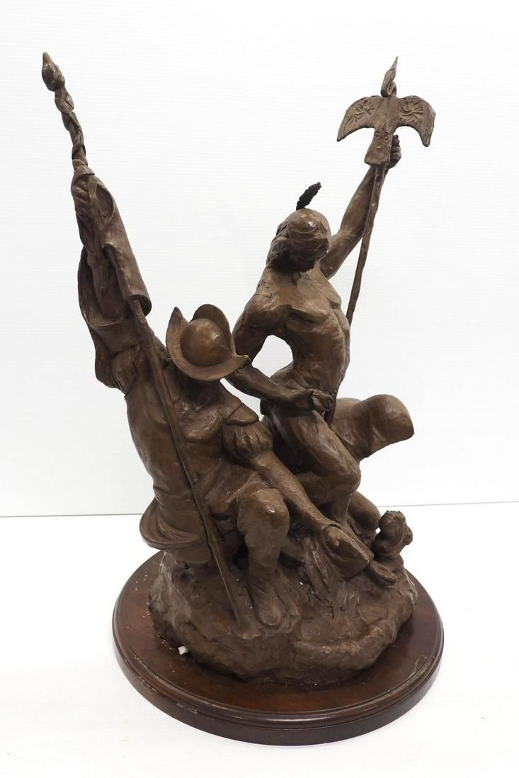 Lot 384: Statue of Indian and Spanish soldier