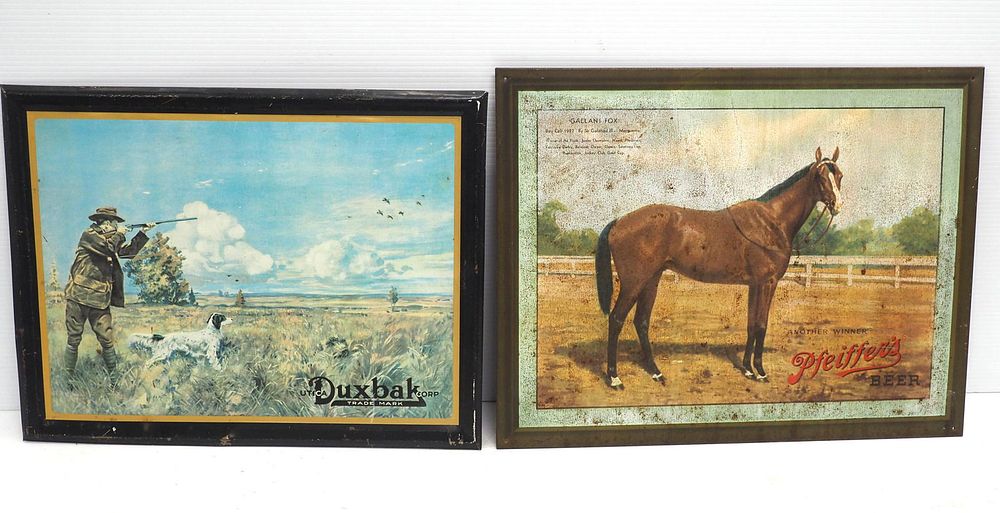 Lot 397: Pfeiffers Beer sign & Utica Duxbak sign