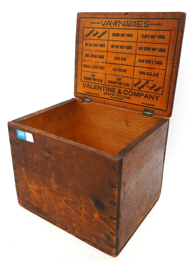 Lot 399: Valentine & Co. Varnishes wooden shipping box