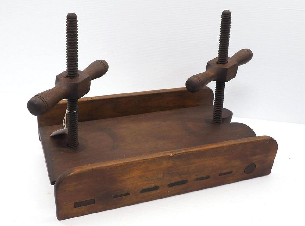 Lot 627: Wooden primitive cheese press