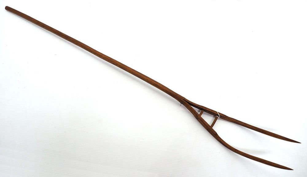 Lot 648: Wooden child's 2-prong hay fork