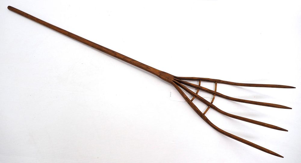 Lot 649: Wooden child's 4-prong hay fork