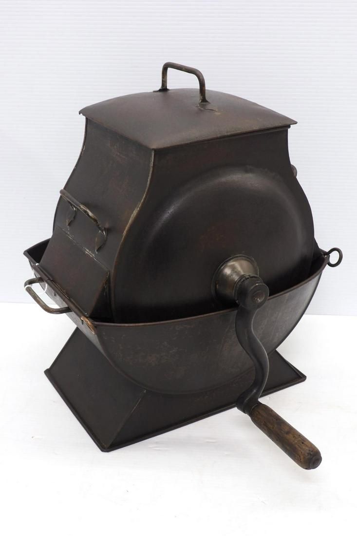 Lot 706: Galvanized hand-crank ice cream freezer