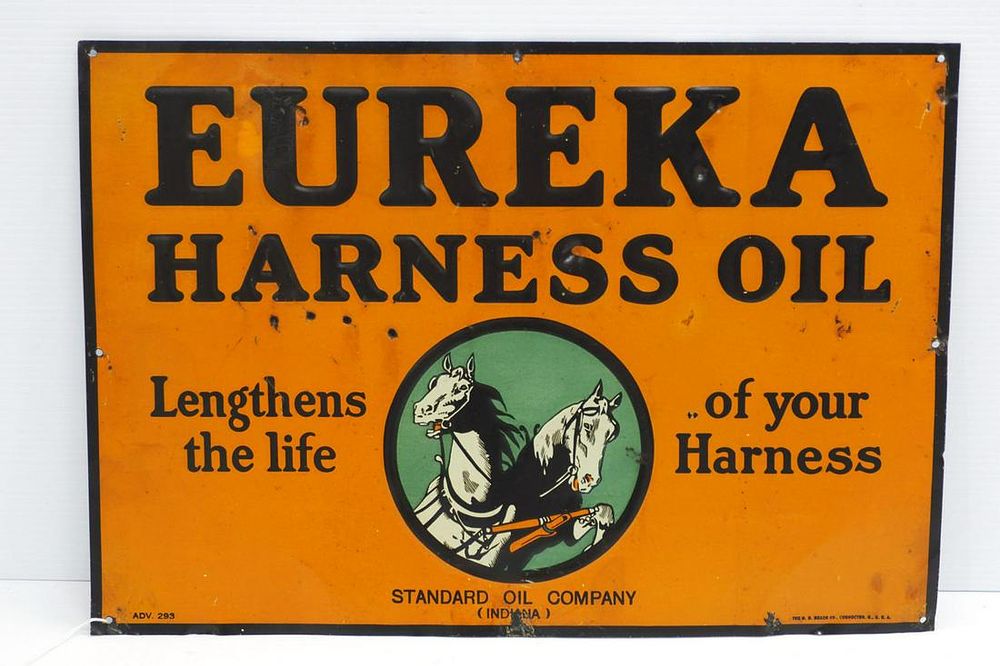 Lot 718: Eureka Harness Oil sign