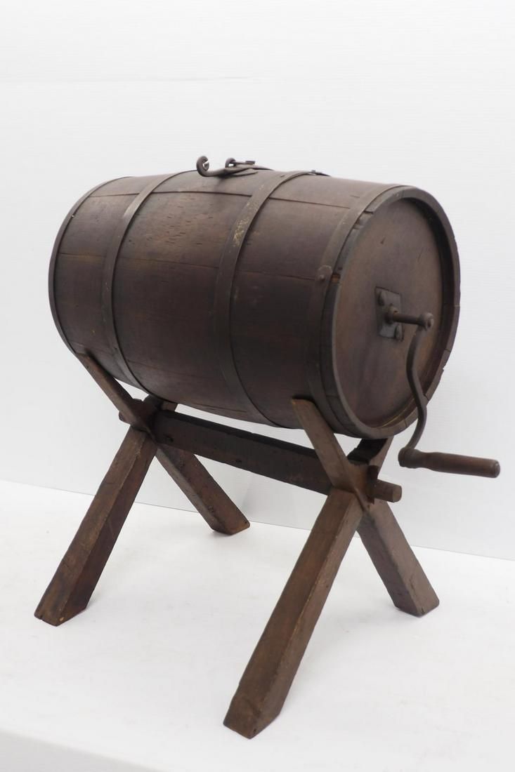 Lot 725: Primitive floor model barrel butter churn