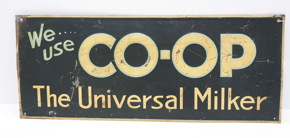 Lot 733: The Universal Milker CO-OP sign