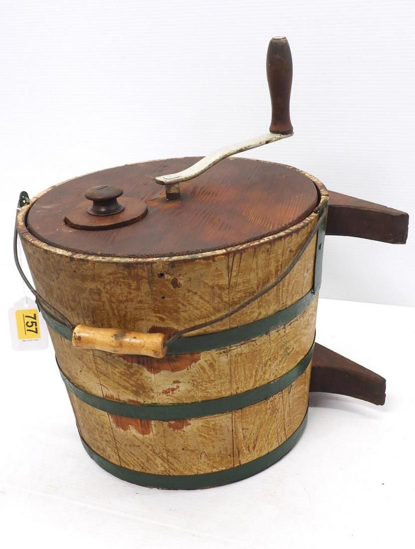 Lot 757: Hand-crank wooden butter churn