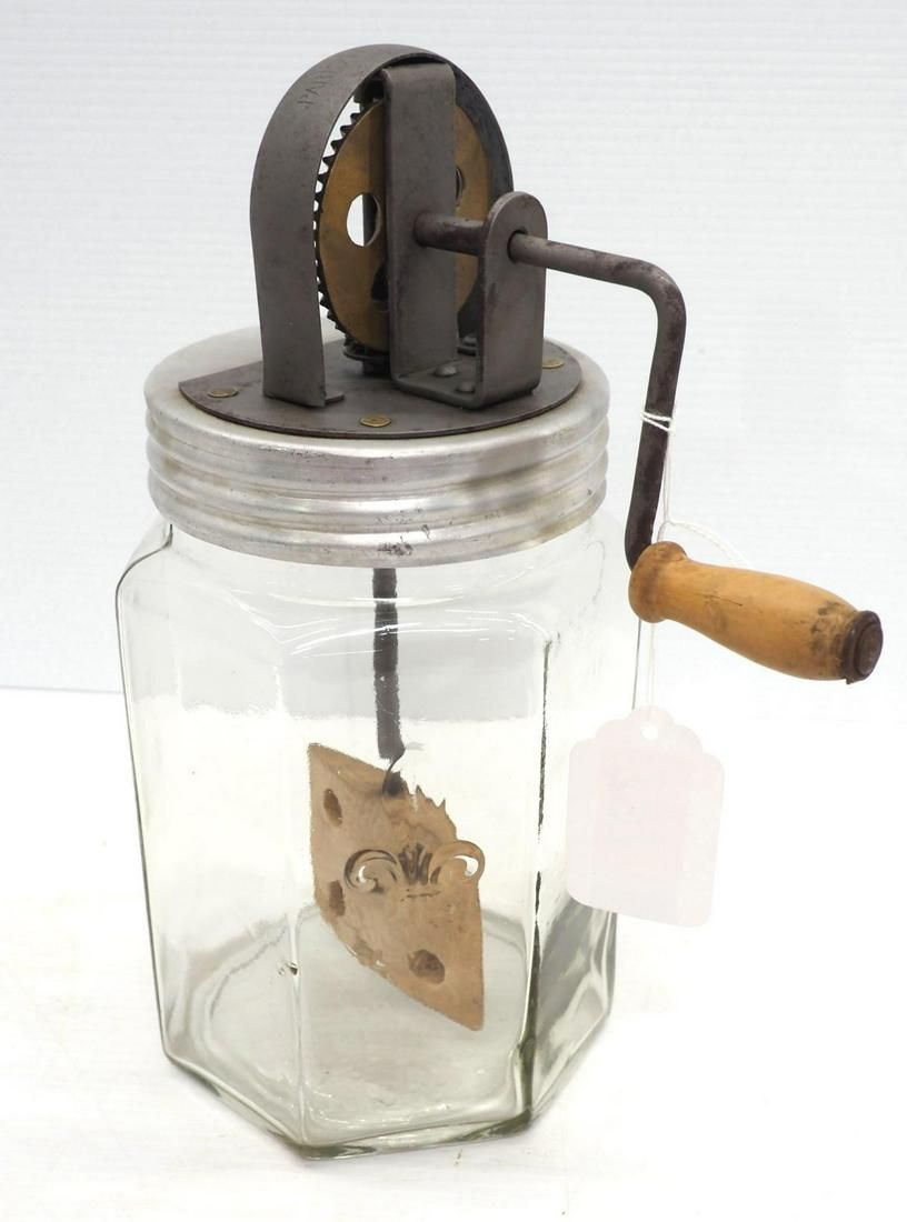 Lot 797: Lys hand-crank glass butter churn