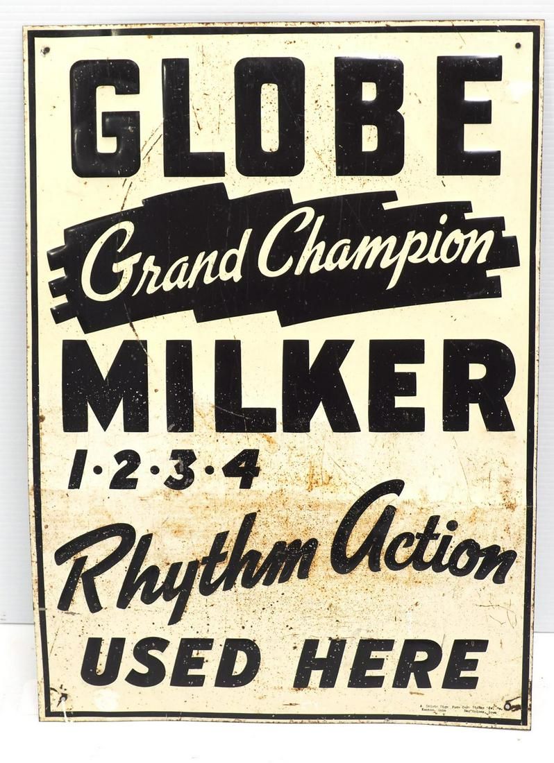 Lot 808: Globe Milker sign