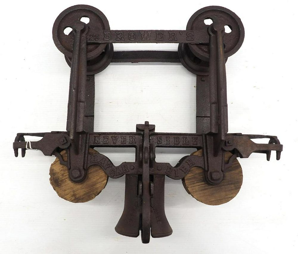 Lot 811: Brower's wood beam hay carrier