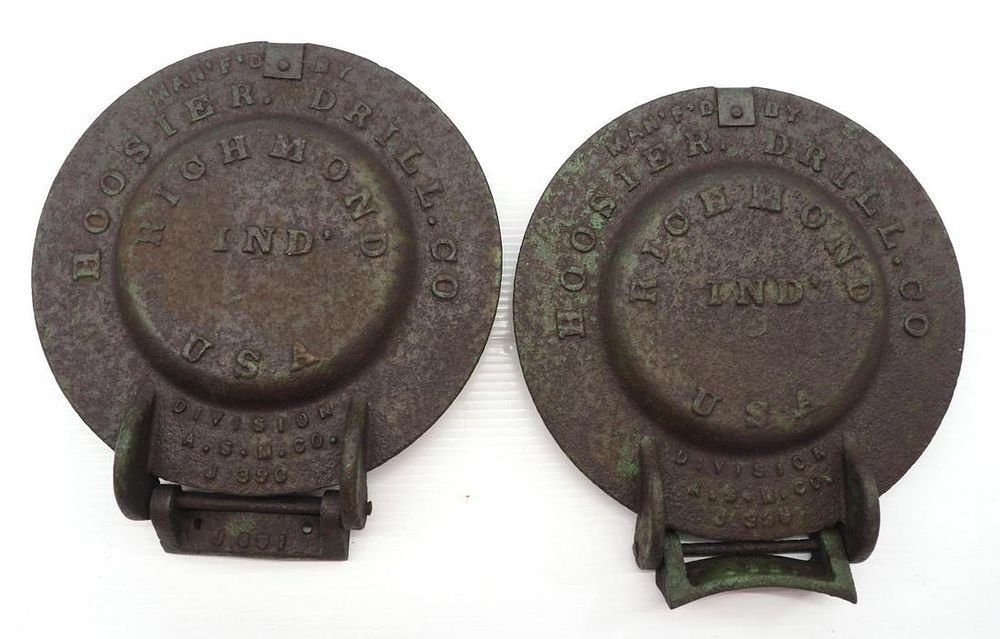 Lot 841: (2) Hoosier Drill planter lids
