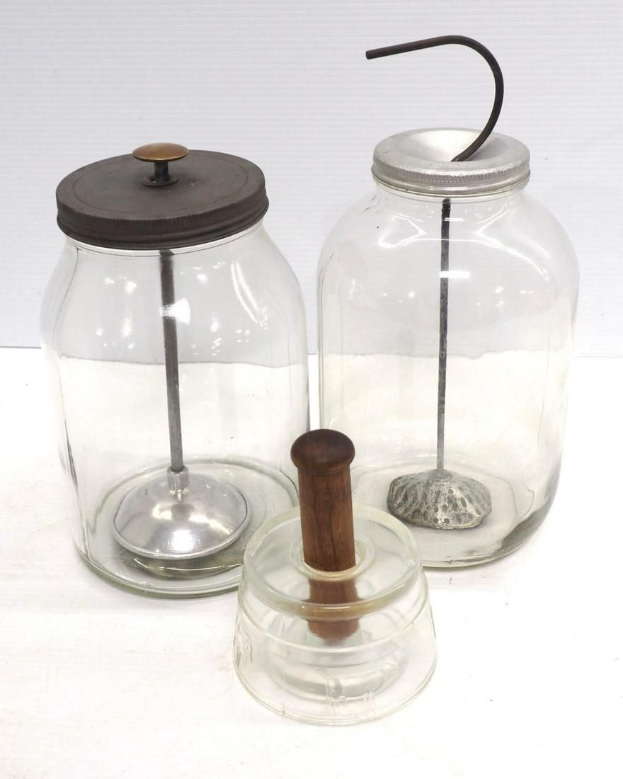 Lot 848: (2) Glass butter churns / Glass butter mold