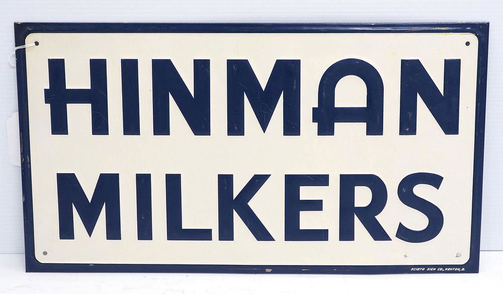 Lot 852: Hinman Milkers sign