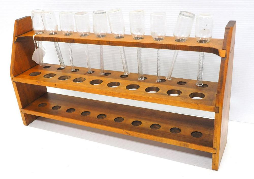 Lot 871: (10) Milk testing bottles with rack