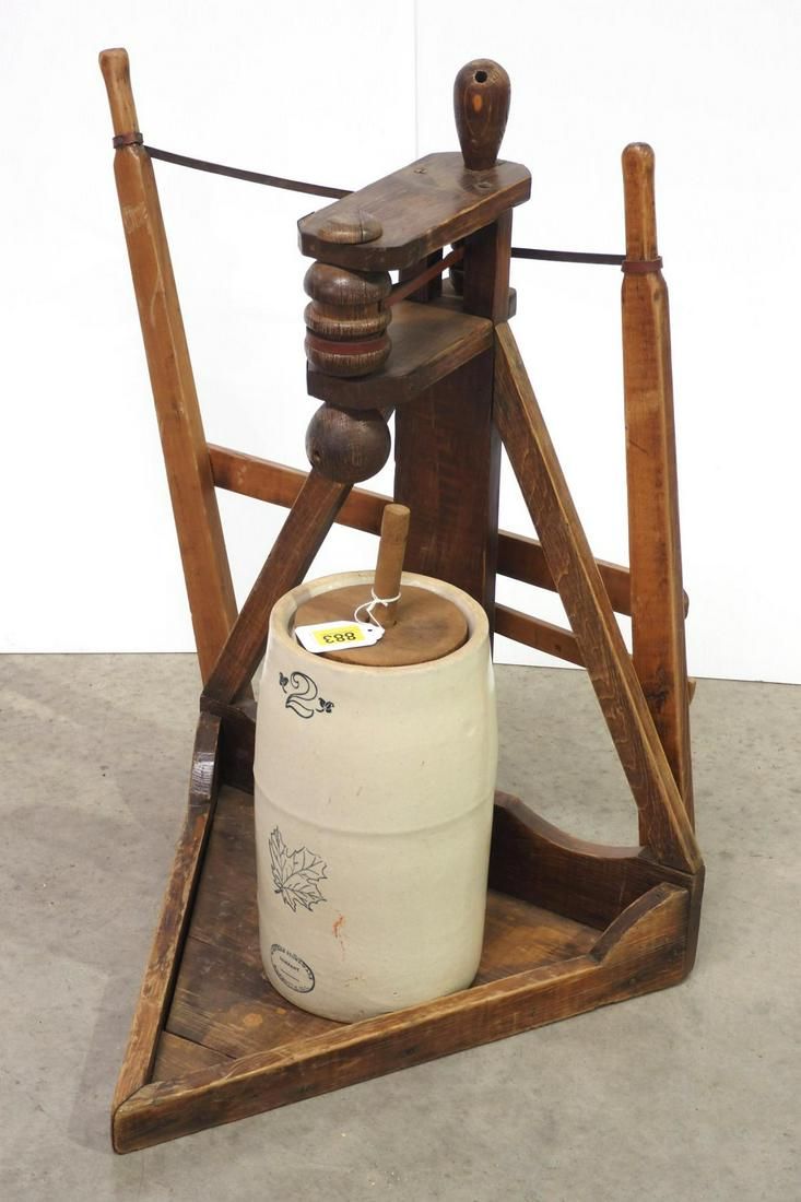 Lot 883: Unusual hand-operated butter churn