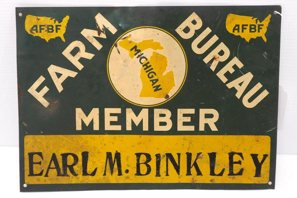 Lot 890: Michigan Farm Bureau Member sign