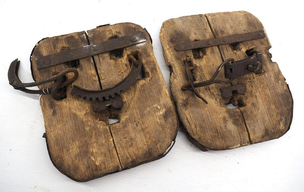 Lot 893: (2) Wooden horse mud shoes