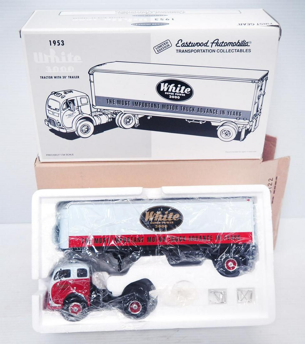 Lot 265: First Gear 1/34 scale White 3000 Semi & Trailer