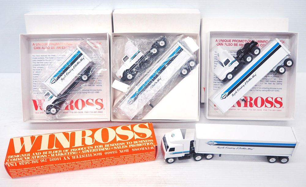 Lot 307: (4) Winross 1/64 scale Dana Semi & Trailers