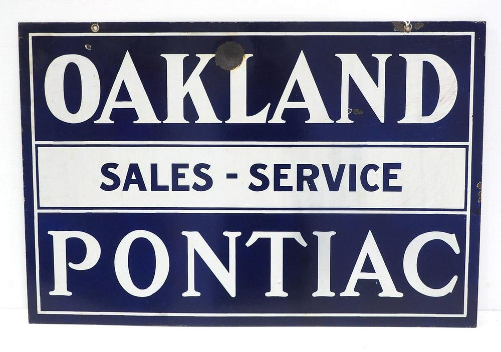 Lot 1575: Oakland Pontiac Sales Service sign