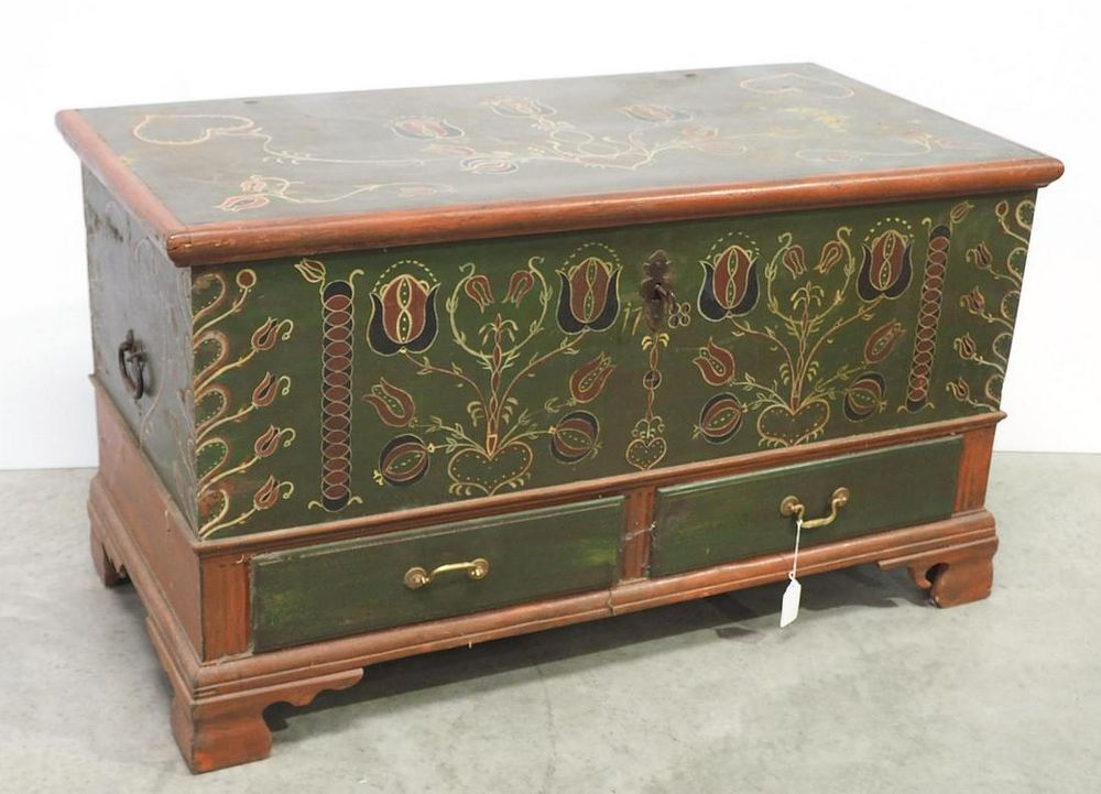 Lot 1669: Early wooden blanket chest dated 1788