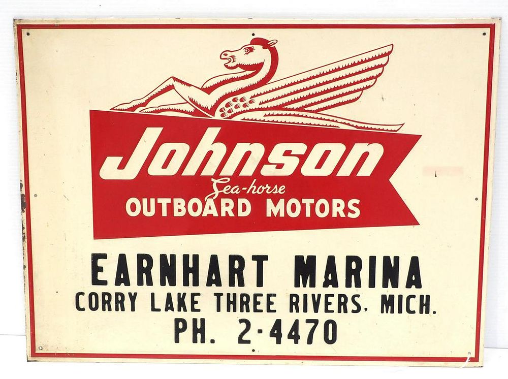 Lot 1679: Johnson SeaHorse Outboard Motors sign