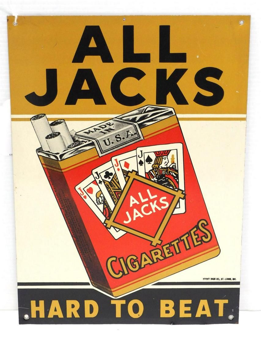 Lot 1746: All Jacks Cigarettes sign