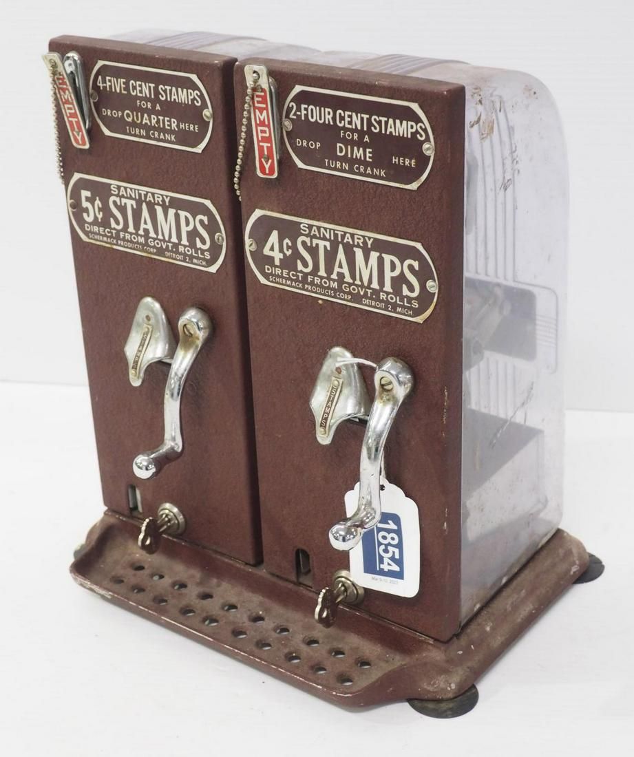 Lot 1854: Dual coin-operated stamp vendor