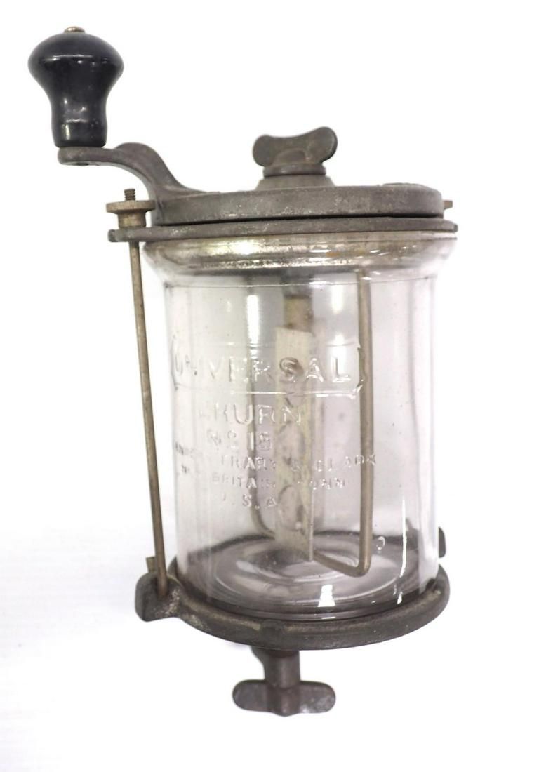 Lot 516: Universal No.15 clamp-on glass butter churn