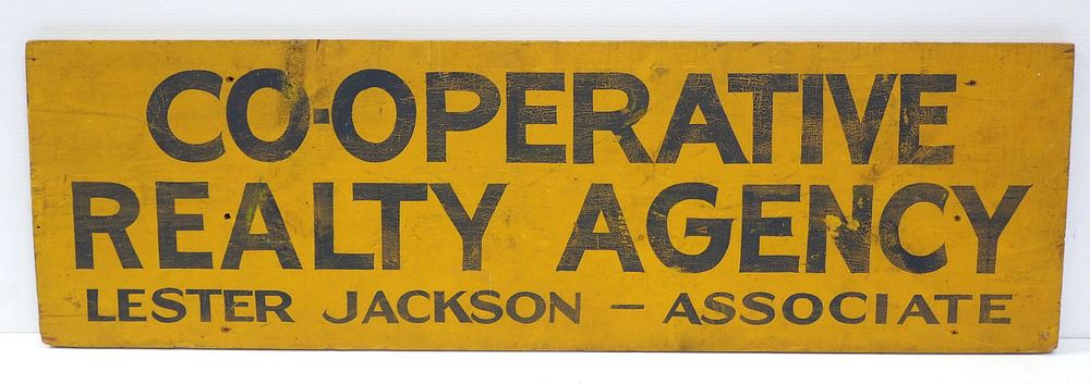 Lot 875: Lester Jackson Co. Operative Realty Agency sign