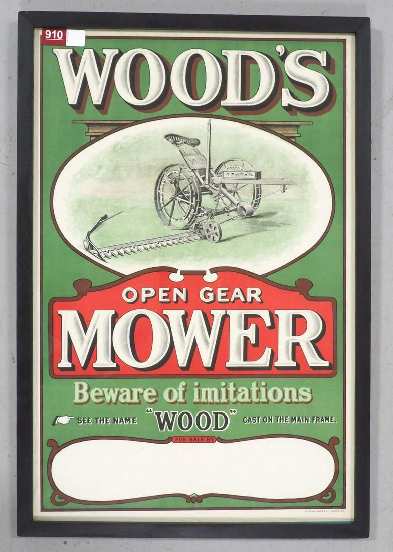 Lot 910: Woods Open Gear Mower paper litho